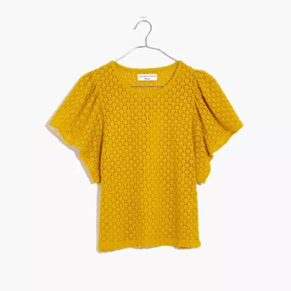 Madewell Texture & Thread Eyelet Flutter Sleeve T… - image 7
